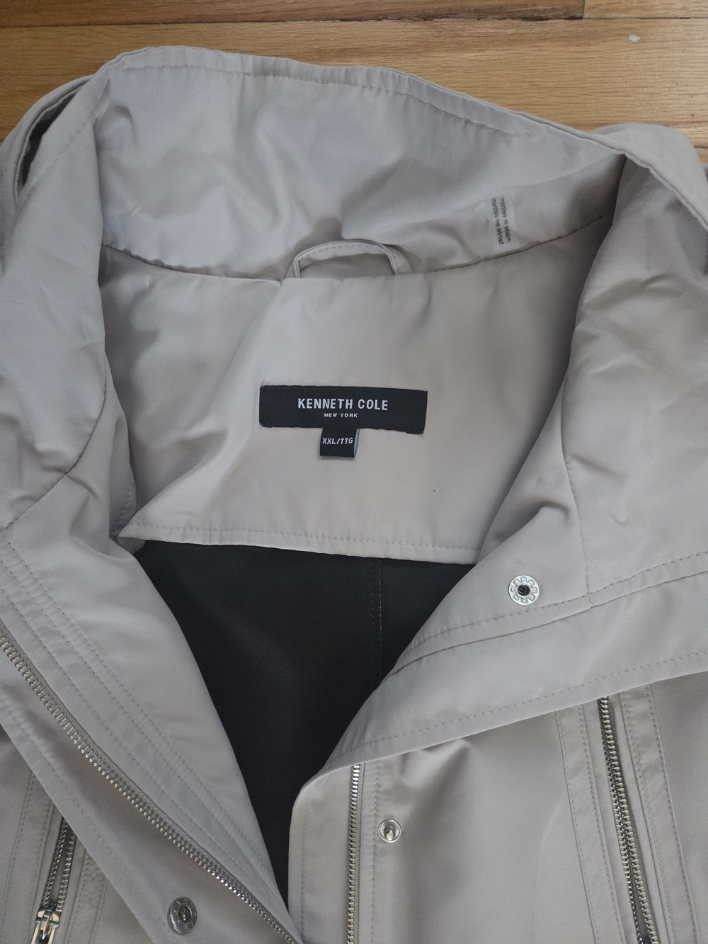Kenneth Cole Women's Hooded Raincoat in Light Beige Size XL